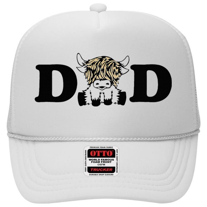 Highland Cow Dad High Crown Mesh Back Trucker Hat