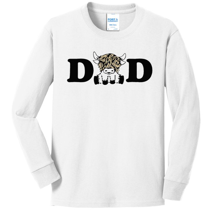 Highland Cow Dad Kids Long Sleeve Shirt