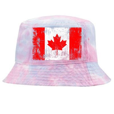 Happy Canada Day Distressed Canada Flag Tie-Dyed Bucket Hat