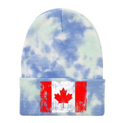 Happy Canada Day Distressed Canada Flag Tie Dye 12in Knit Beanie