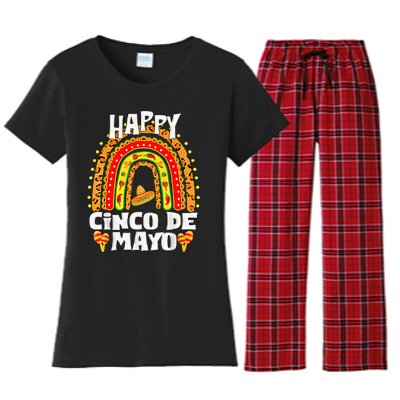 Happy Cinco De Mayo Rainbow Mexican Fiesta Mexican Festival Women's Flannel Pajama Set