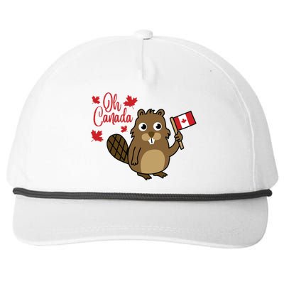 Happy Canada Day Funny Canadian Groundhog Flag Snapback Five-Panel Rope Hat