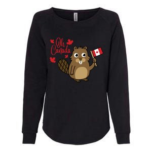 Happy Canada Day Funny Canadian Groundhog Flag Womens California Wash Sweatshirt