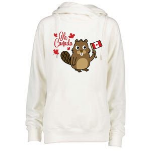 Happy Canada Day Funny Canadian Groundhog Flag Womens Funnel Neck Pullover Hood