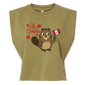 Happy Canada Day Funny Canadian Groundhog Flag Garment-Dyed Women's Muscle Tee