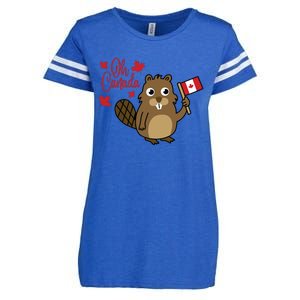 Happy Canada Day Funny Canadian Groundhog Flag Enza Ladies Jersey Football T-Shirt