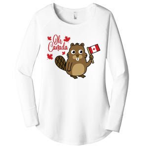 Happy Canada Day Funny Canadian Groundhog Flag Women's Perfect Tri Tunic Long Sleeve Shirt