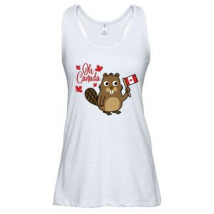 Happy Canada Day Funny Canadian Groundhog Flag Ladies Essential Flowy Tank