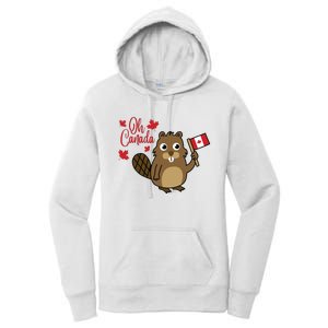 Happy Canada Day Funny Canadian Groundhog Flag Women's Pullover Hoodie