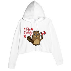 Happy Canada Day Funny Canadian Groundhog Flag Crop Fleece Hoodie