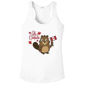 Happy Canada Day Funny Canadian Groundhog Flag Ladies PosiCharge Competitor Racerback Tank