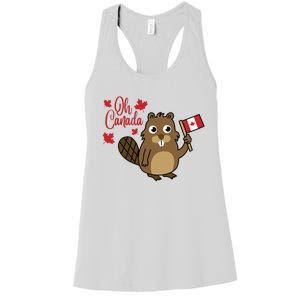 Happy Canada Day Funny Canadian Groundhog Flag Women's Racerback Tank