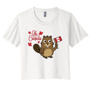 Happy Canada Day Funny Canadian Groundhog Flag Women's Crop Top Tee