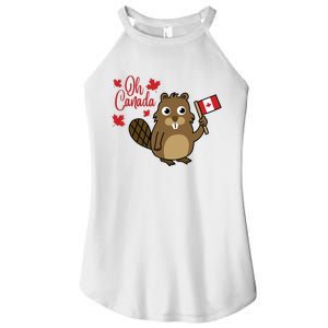 Happy Canada Day Funny Canadian Groundhog Flag Women's Perfect Tri Rocker Tank