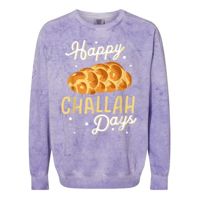 Happy Challah Days Hanukkah Chanukah Funny Jewish Bread Colorblast Crewneck Sweatshirt