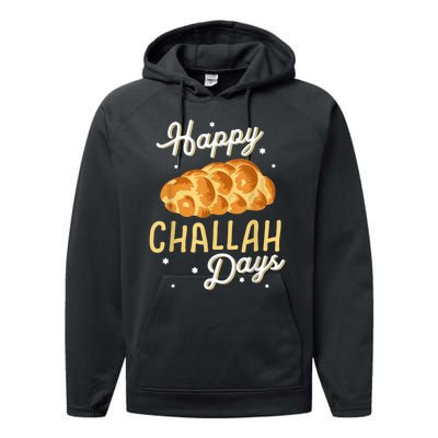 Happy Challah Days Hanukkah Chanukah Funny Jewish Bread Performance Fleece Hoodie