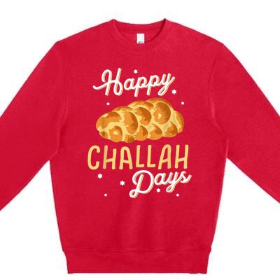 Happy Challah Days Hanukkah Chanukah Funny Jewish Bread Premium Crewneck Sweatshirt