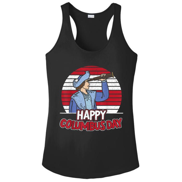 Happy Columbus Day Christopher Columbus Italian Navigator TShirt Ladies PosiCharge Competitor Racerback Tank