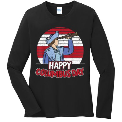 Happy Columbus Day Christopher Columbus Italian Navigator TShirt Ladies Long Sleeve Shirt