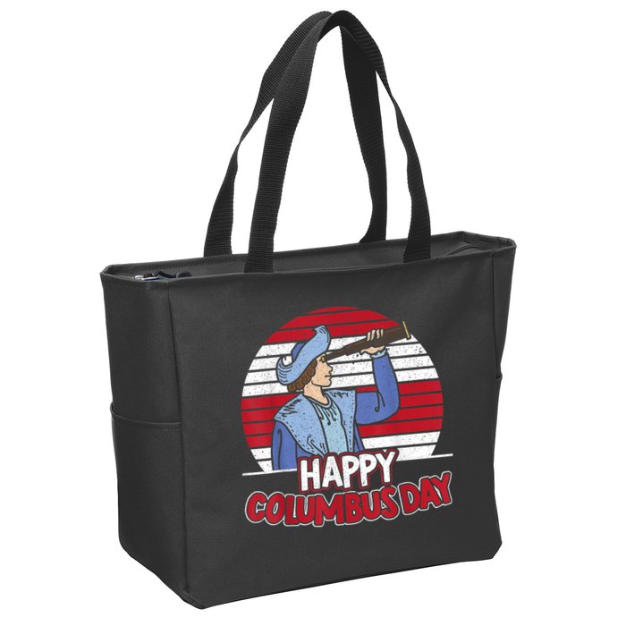 Happy Columbus Day Christopher Columbus Italian Navigator TShirt Zip Tote Bag