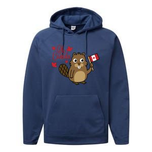 Happy Canada Day Shirts Funny Canadian Groundhog Flag Performance Fleece Hoodie