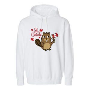 Happy Canada Day Shirts Funny Canadian Groundhog Flag Garment-Dyed Fleece Hoodie