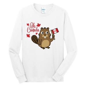 Happy Canada Day Shirts Funny Canadian Groundhog Flag Tall Long Sleeve T-Shirt