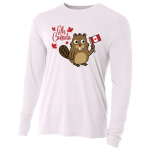 Happy Canada Day Shirts Funny Canadian Groundhog Flag Cooling Performance Long Sleeve Crew