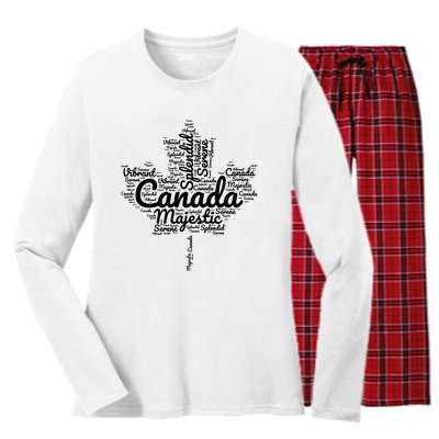 Happy Canada Day Celebrations Maple Leaf Canadian Pride Women's Long Sleeve Flannel Pajama Set 