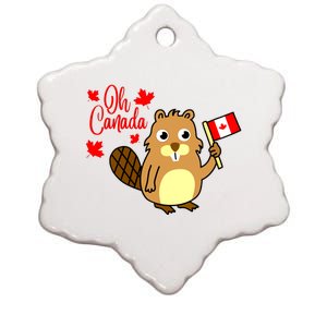 Happy Canada Day Funny Canadian Groundhog Flag Vneck Ceramic Star Ornament