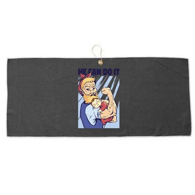 He Can Do It Stay At Home Dad Pop Culture Gift Large Microfiber Waffle Golf Towel