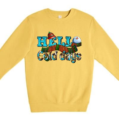 Hello Cold Days With Snowman Christmas Matching Family Gifts Premium Crewneck Sweatshirt