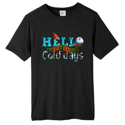 Hello Cold Days With Snowman Christmas Matching Family Gifts Tall Fusion ChromaSoft Performance T-Shirt