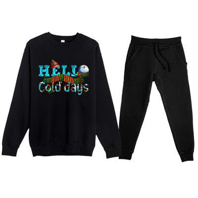 Hello Cold Days With Snowman Christmas Matching Family Gifts Premium Crewneck Sweatsuit Set