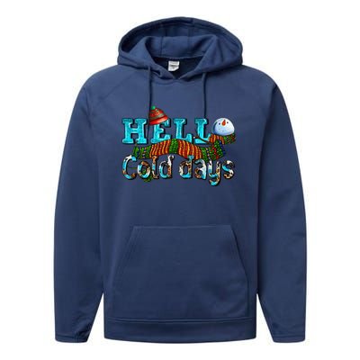 Hello Cold Days With Snowman Christmas Matching Family Gifts Performance Fleece Hoodie