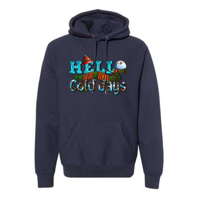 Hello Cold Days With Snowman Christmas Matching Family Gifts Premium Hoodie