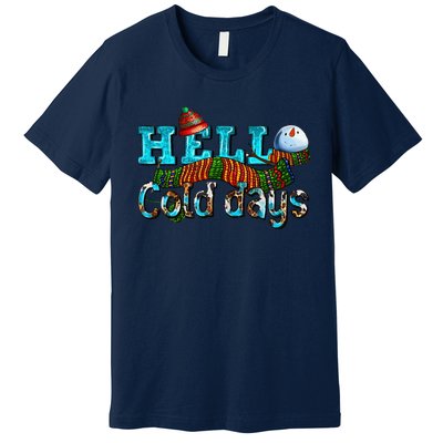 Hello Cold Days With Snowman Christmas Matching Family Gifts Premium T-Shirt