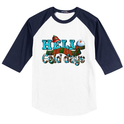 Hello Cold Days With Snowman Christmas Matching Family Gifts Baseball Sleeve Shirt