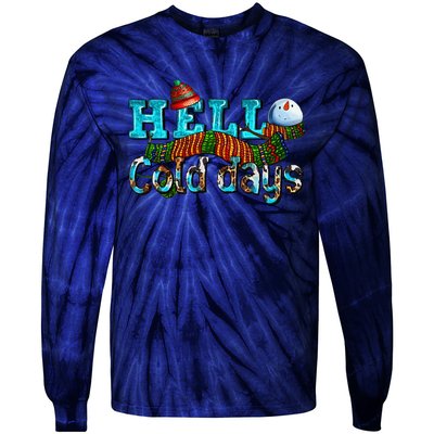 Hello Cold Days With Snowman Christmas Matching Family Gifts Tie-Dye Long Sleeve Shirt