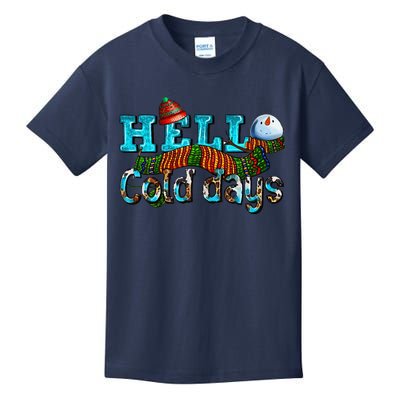 Hello Cold Days With Snowman Christmas Matching Family Gifts Kids T-Shirt