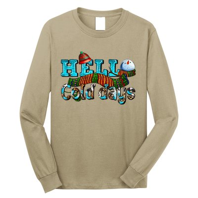 Hello Cold Days With Snowman Christmas Matching Family Gifts Long Sleeve Shirt