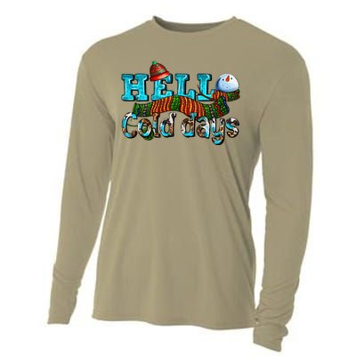 Hello Cold Days With Snowman Christmas Matching Family Gifts Cooling Performance Long Sleeve Crew