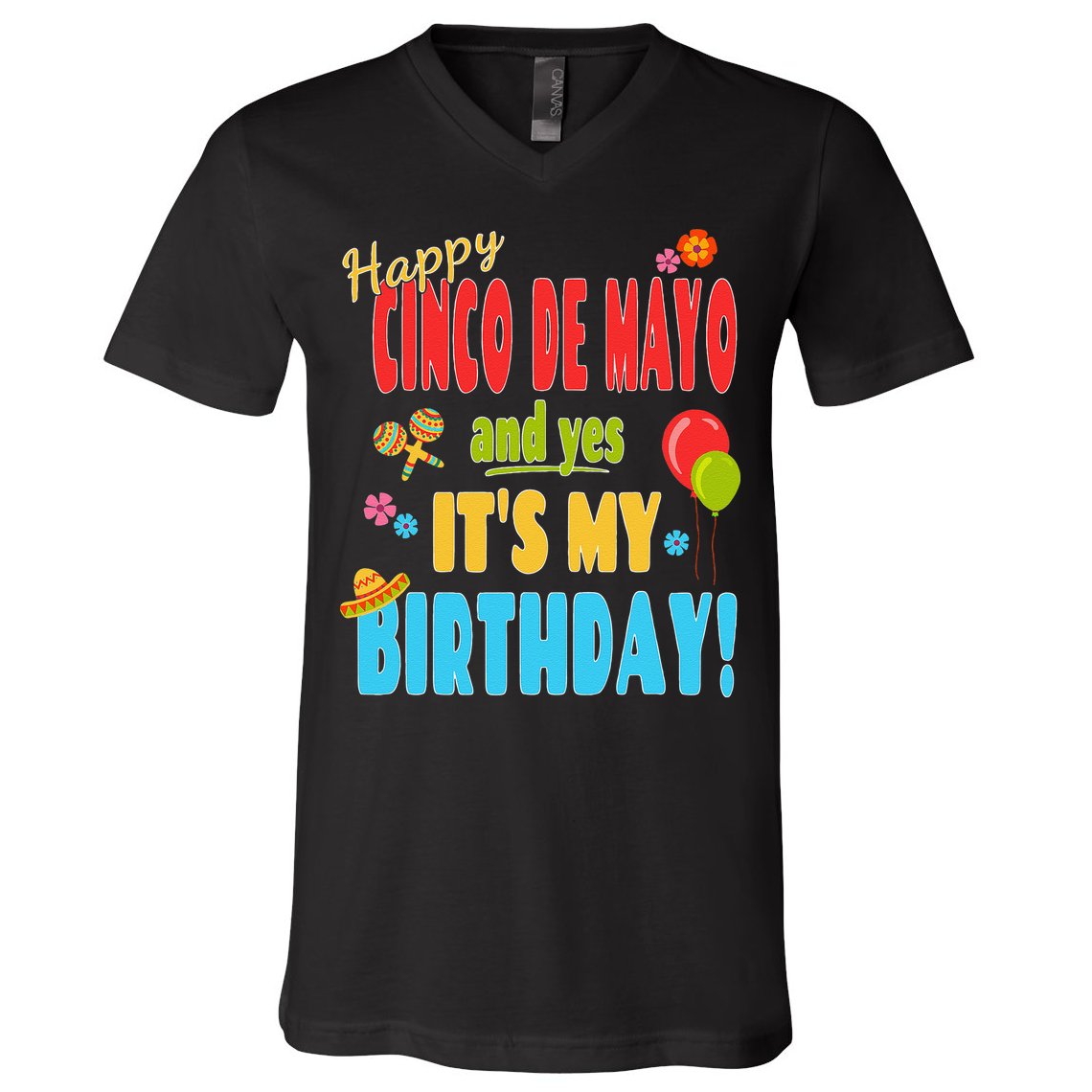Happy Cinco De Mayo Birthday May 5th Birthday Party V-Neck T-Shirt
