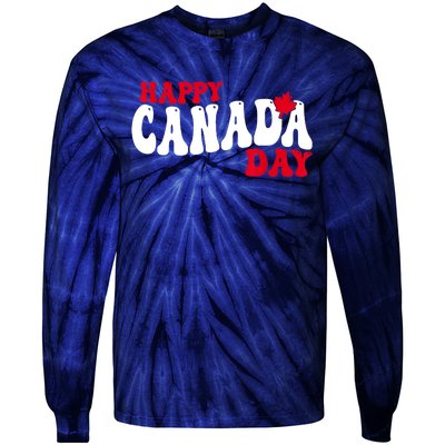 Happy Canada Day Maple Canadian Canada Pride Flag Patriotic Tie-Dye Long Sleeve Shirt