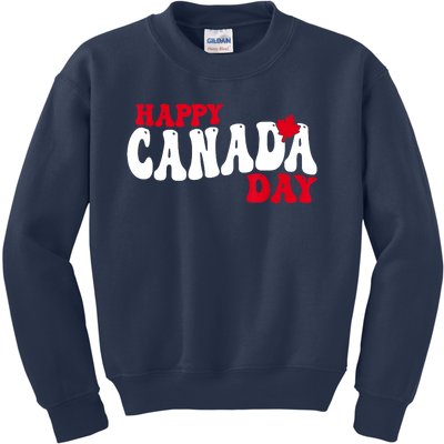 Happy Canada Day Maple Canadian Canada Pride Flag Patriotic Kids Sweatshirt