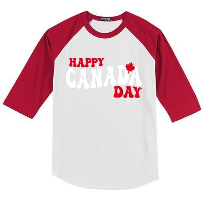 Happy Canada Day Maple Canadian Canada Pride Flag Patriotic Kids Colorblock Raglan Jersey