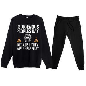 Happy Columbus Day Indigenous People Day Anti Columbus Premium Crewneck Sweatsuit Set