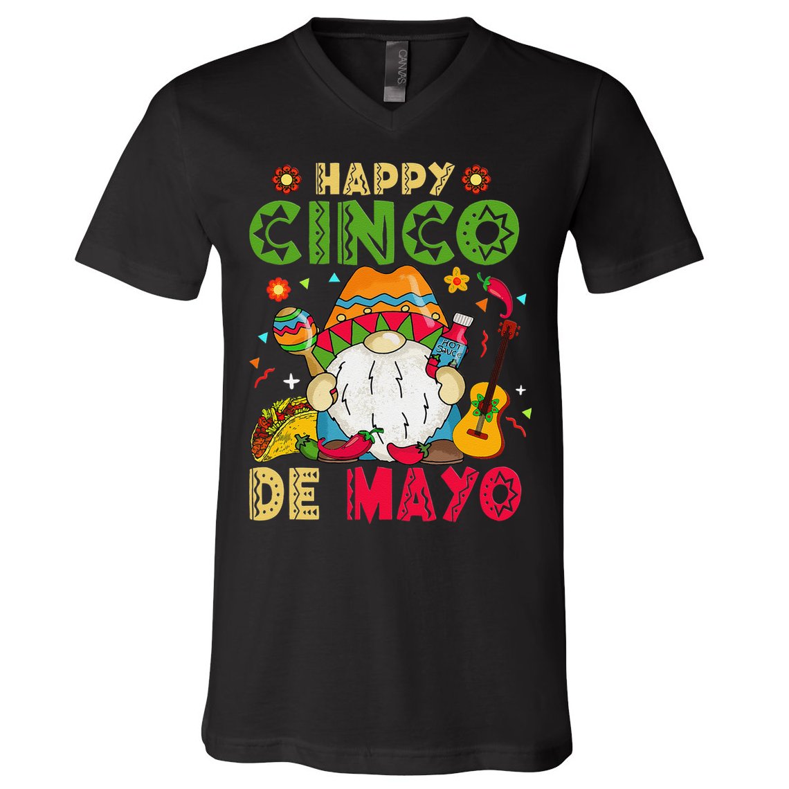 Happy Cinco De Mayo Mexican Gnome Cinco De Mayo V-Neck T-Shirt