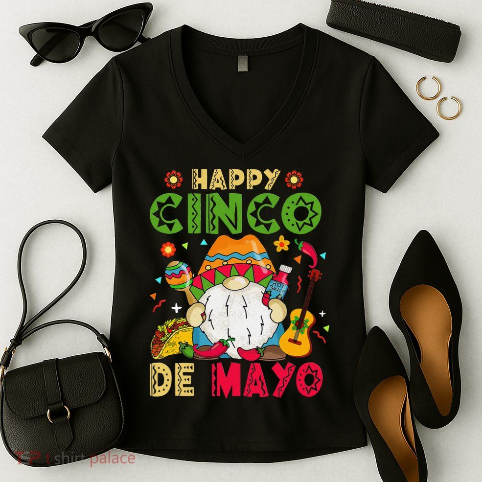 Happy Cinco De Mayo Mexican Gnome Cinco De Mayo Women's V-Neck T-Shirt