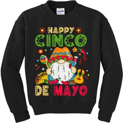 Happy Cinco De Mayo Mexican Gnome Cinco De Mayo Kids Sweatshirt